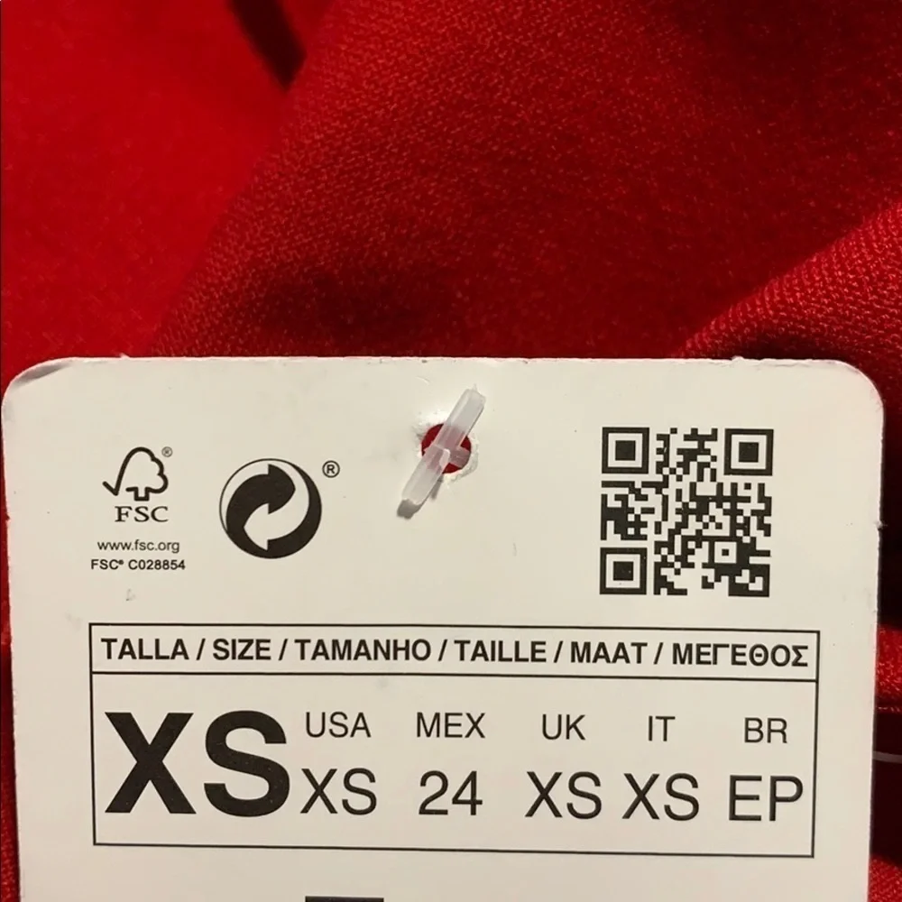 NWT. Zara Red Off-the-shoulder Midi Dress Size XS.